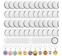 Rntfunre 150 Sets 58mm/2.25 inch Button Maker Keychains Supplies - Metal Badge Sets with Metal Shell Back Cover, Transparent Film and Chain Head