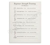 RNUMLIGH 15 Minute Strength Training Workout Poster for Beginners No Equipment Home Exercise Chart Fitness Wall-Art(Framed,12x18inch(30x45cm))