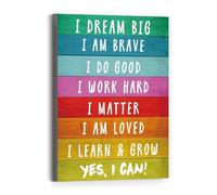 RNUMLIGH Affirmation Wall-Art - Dream Big & Be Brave Canvas Poster, Encouraging Decor for Nursery, Toddler Room & Homeschool Space(Framed,08x12inch(20x30cm))