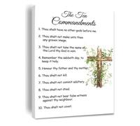 RNUMLIGH Biblical Ten Commandments Wall Decor, Vintage Style Scripture Painting, Canvas Art for Christian Family, Baptism Gift Idea(Framed,16x24inch(40x60cm))