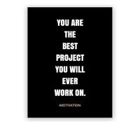 RNUMLIGH Empowering Workout Quote - You are the Best Project Motivational Wall-Art for Bedroom, Office(Framed,12x18inch(30x45cm))