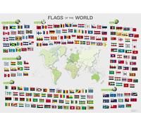 RNUMLIGH Flags of the World Map Poster, Large Detailed Political Map for Learning, Travel Wall Art for Home Decor (Framed,12x18inch(30x45cm))