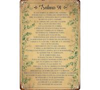RNUMLIGH Funny Spanish Psalm 91 Scripture Metal Sign for Kitchen Bathroom Garage Studio Decor 8 X 12 in