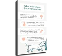RNUMLIGH Home Wall-Art - Dog Bite Prevention Guide Poster on Canvas - Pet Training Decor for Office and Veterinary Room(Unframed,08x12inch(20x30cm))