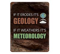 RNUMLIGH Humorous Geology Vs Meteorology Metal Sign Quote About Earth Science Wall Decor For Classroom Bar Room Tin Art 8 X 12 in