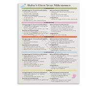 RNUMLIGH Infant Milestones Chart First Year Poster Gross electronic starter Fine Speech Social Emotional Development Guide for Parents and Pediatricians(Framed,16x24inch(40x60cm))