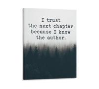 RNUMLIGH Inspirational Quote Canvas Print I Trust The Next Chapter Because Know The Author Minimalist Wall-Art Gift(Framed,12x18inch(30x45cm))