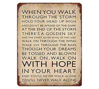 RNUMLIGH Inspirational You Will Never Walk Alone Metal Sign Vintage Tin Plaque For Home Kitchen Bathroom Garage Yard Wall-Art 8 X 12 inch