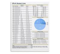 RNUMLIGH IPv4 Subnetting Chart CIDR Subnet Mask Cheat Sheet Reference For Network Engineers IT Students Tech Office Wall-Art(Framed,16x24inch(40x60cm))