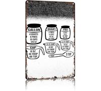 RNUMLIGH Kitchen Conversion Chart Metal Sign Vintage Measurement Reference Tin for or Pantry Wall 8 X 12 in