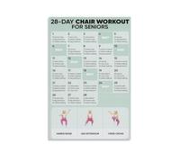 RNUMLIGH Low Impact Chair Workout Poster, 28-Day Senior Exercise Plan, Fitness Guide for Elderly, Home Wall-Art(Unframed,16x24inch(40x60cm))