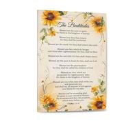 RNUMLIGH Matthew 5 The Beatitudes Canvas Print Wall-Art Sermon on the Scripture Poster for Home Decor(Framed,16x24inch(40x60cm))