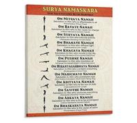 RNUMLIGH Morning Yoga Routine Poster Complete Surya Namaskar Sun Salutation Flow Chart with Guided Mantras for Wall Decor(Framed,08x12inch(20x30cm))