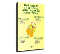 RNUMLIGH Neuroscience Poster Happiness Chemicals and How to Increase Them Educational Chart Wall-Art for Psychology Office Decor(Framed,08x12inch(20x30cm))