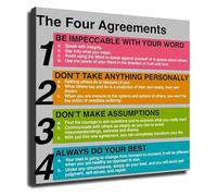 RNUMLIGH Personal Development Poster Motivational Wall-Art Inspiring Quotes Principles Canvas Print for Home Office Gym Bedroom Studio Decor(Framed,12x18inch(30x45cm))