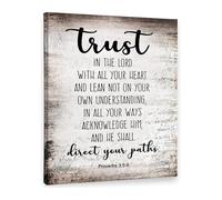 RNUMLIGH Proverbs 3:5-6 Bible Scripture Christian Wall-Art Trust In The Lord With All Your Heart for Home Room Office Church Decor(Framed,08x12inch(20x30cm))