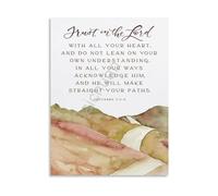 RNUMLIGH Proverbs 3 5 6 Wall-Art Trust In The Lord Vintage Bible Poster Print For Faith Based Decor In Living Room Bedroom(Framed,08x12inch(20x30cm))