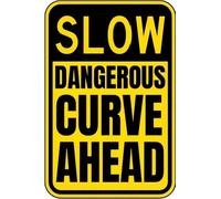 RNUMLIGH Slow Dangerous Curve Ahead Metal Sign Vintage Wall-Art 8 X 12 in