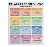 RNUMLIGH Spanish Question Words Educational Poster Grammar Chart Classroom Decor Teaching Resource Wall-Art(Unframed,08x12inch(20x30cm))