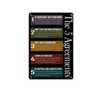 RNUMLIGH The Five Agreements Poster, Toltec Wisdom for Life Canvas Wall-Art - Be Impeccable, Don't Take Things Personally(Framed,12x18inch(30x45cm))