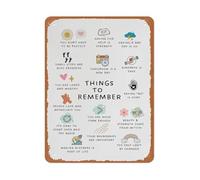 RNUMLIGH Vintage Metal Sign Things To Remember Boho Minimalist Affirmations For Bedroom Vanity Dorm Wall Decor Retro Aluminum Tin Plaque 8 X 12 inch