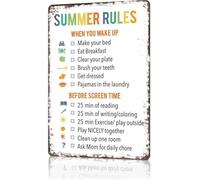 RNUMLIGH Vintage Summer Routine Metal Sign Visual Schedule Chart Daily Task List Aluminum Tin Plaque for Morning Evening Checklist Bedtime Wind Down 8 X 12 inch