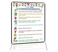 RNUMLIGH Vintage Tin Sign The Ten Commandments Religious Metal Plaque For Home Classroom Sunday School Wall Decor Bible 8 X 12 inch