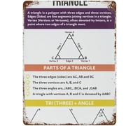 RNUMLIGH Vintage Triangle Educational Metal Sign Math Wall Decor for Classroom Geometry Teacher STEM Learning Types of Triangles Chart 8 X 12 inch