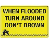 RNUMLIGH When Flooded Turn Around Don't Drown Reflective Aluminum Sign UV Protected Weatherproof Fade Resistant Road Wall Decor 8 X 12 in