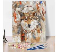 RNXAOPEN Paint by Numbers for Adults and Beginner, Animal Wolf Painting by Number Kits On Canvas, Paint-by-Numbers DIY Color Oil Painting Acrylic Paints, Home Wall Decor 24x31In/60x80cm 2686-O