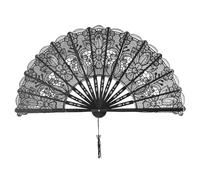 Rnyrn Black Lace Fan for Women - Halloween Fans to Hold in Black | for Wedding and Halloween Cosplay Party Props