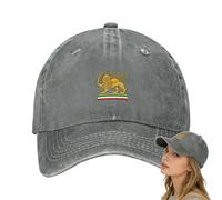 Rnyrn Iran Flag Cap, 25x16x10cm Make Iran Great Hat, Iranian Persian Flag Cap, Iranian Persian Flags Caps, Adjustable Breathable Trucker Hat with Lions and Sun Design for Men Women Light Gray