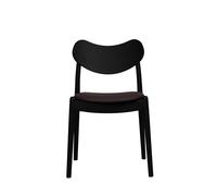 Ro Collection Hybrid Dining Chair Upholstered Seat Black Lacquered Oak/ Black Leather