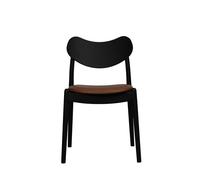 Ro Collection Hybrid Dining Chair Upholstered Seat Black Lacquered Oak/Calvados Leather
