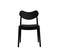 Ro Collection Hybrid Dining Chair Upholstered Seat Black Lacquered Oak/Dark Brown Leather