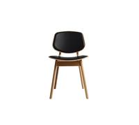 Ro Collection Pandora Dining Chair Upholstered Oiled Oak/ Black Leather