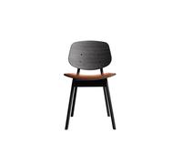 Ro Collection Pandora Dining Chair Upholstered Seat Black Lacquered Oak/Calvados Leather
