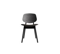 Ro Collection Pandora Dining Chair Upholstered Seat Black Lacquered Oak/Dark Brown Leather