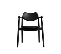 Ro Collection Regatta Dining Chair Upholstered Black Lacquered Oak/ Black Leather