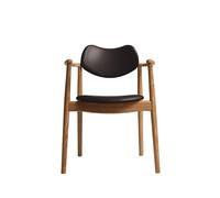 Ro Collection Regatta Dining Chair Upholstered Oiled Oak/Dark Brown Leather