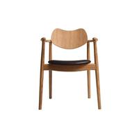 Ro Collection Regatta Dining Chair Upholstered Seat Oiled Oak/Dark Brown Leather