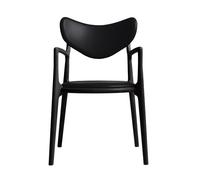 Ro Collection Salon Dining Chair Upholstered Black Lacquered Oak/ Black Leather