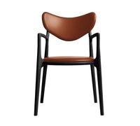 Ro Collection Salon Dining Chair Upholstered Black Lacquered Oak/Calvados Leather