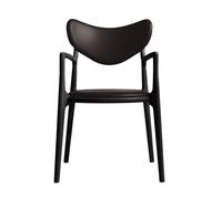 Ro Collection Salon Dining Chair Upholstered Black Lacquered Oak/Dark Brown Leather