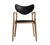 Ro Collection Salon Dining Chair Upholstered Oiled Oak/ Black Leather