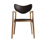 Ro Collection Salon Dining Chair Upholstered Oiled Oak/Dark Brown Leather