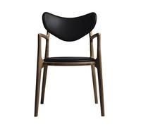 Ro Collection Salon Dining Chair Upholstered Smoked Oak/ Black Leather