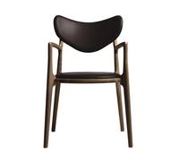 Ro Collection Salon Dining Chair Upholstered Smoked Oak/Dark Brown Leather