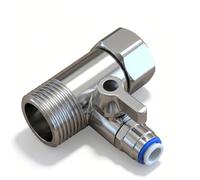 RO Feed Water Adapter 304 Stainless Steel 3-Way T Connector Ball Valve with Shut Off BSP 1/2” Male & Female + 1/4” Push Fit Adapter Feed Reverse Osmosis