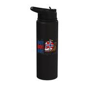 Ro Ro Ro Norwegian Viking Ship Heritage Flag Stainless Steel Insulated Water Bottle